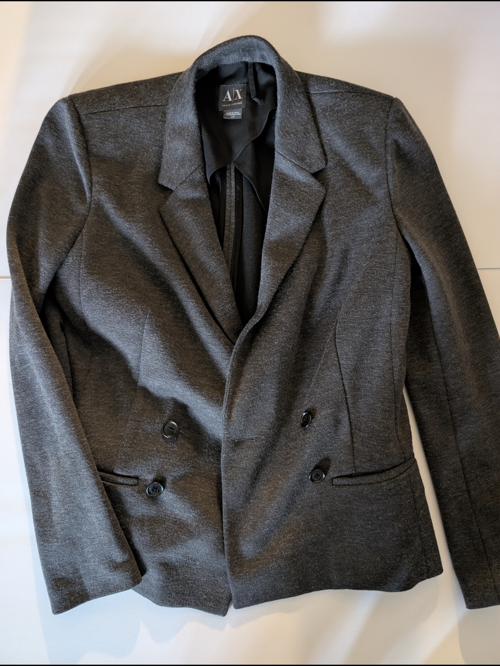 A|X Armani Exchange Women's Charcoal Gray Double-Breasted Blazer